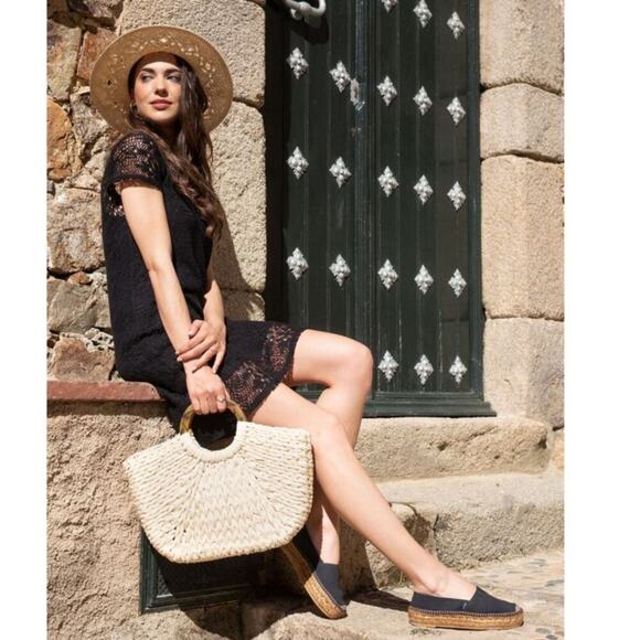 Soludos French Bulldog Embroidered Espadrilles Black Canvas Flats  Summer Vacay - Picture 12 of 16